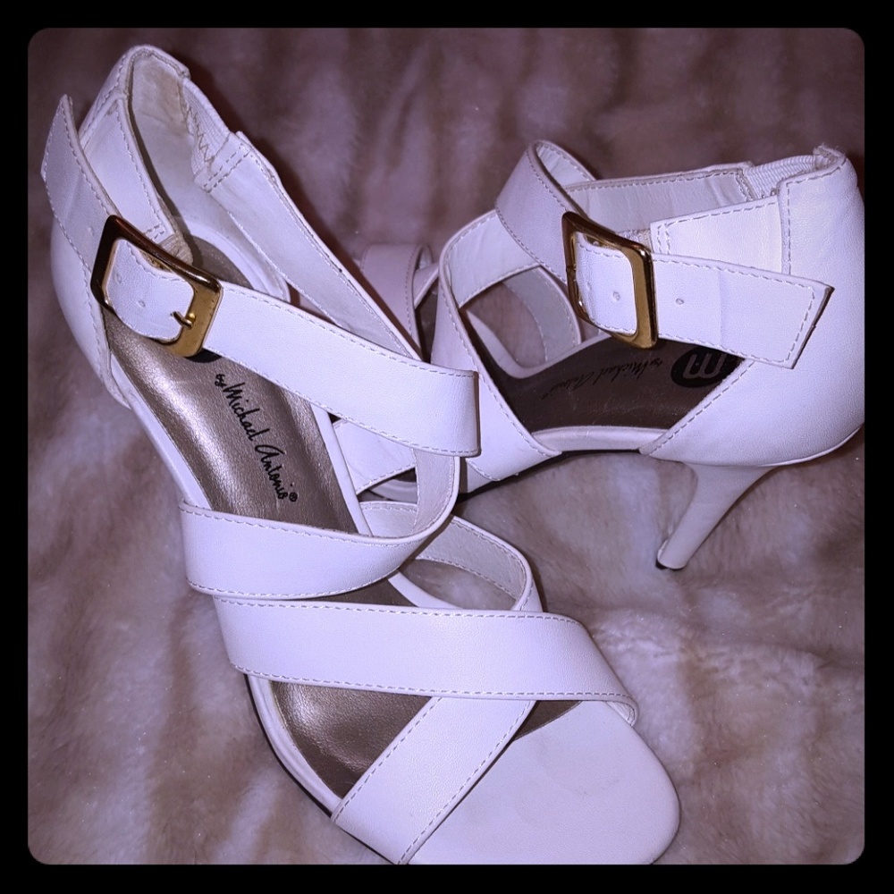 White Stappy Heels